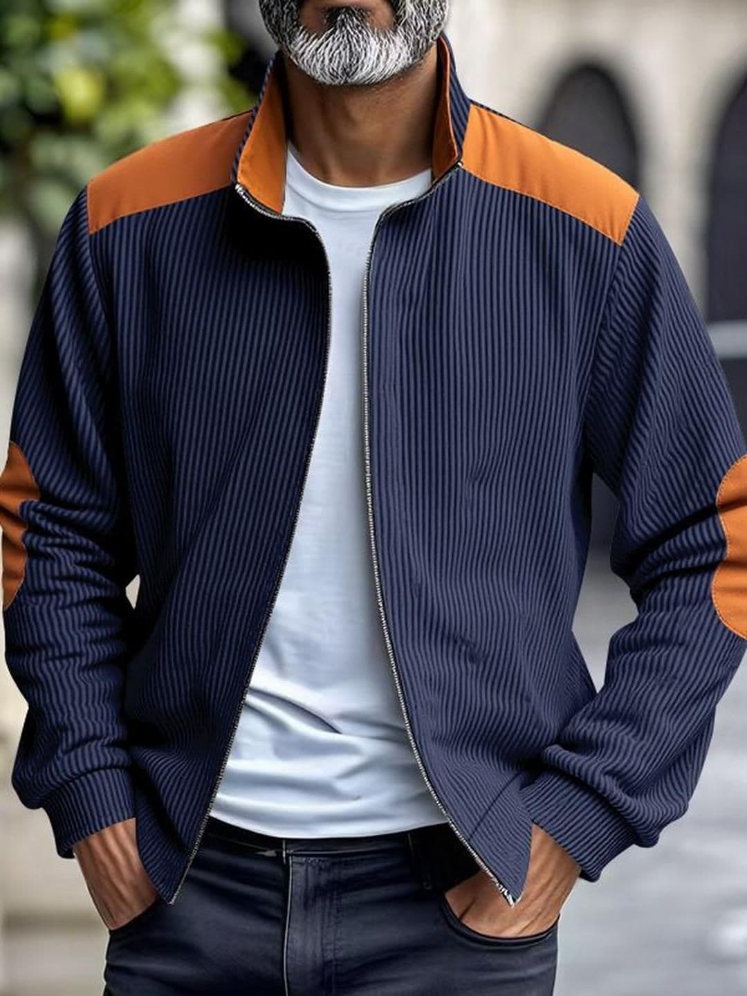 StyleCast x Revolte Men Striped Spread Collar Open Front Jacket - view 1