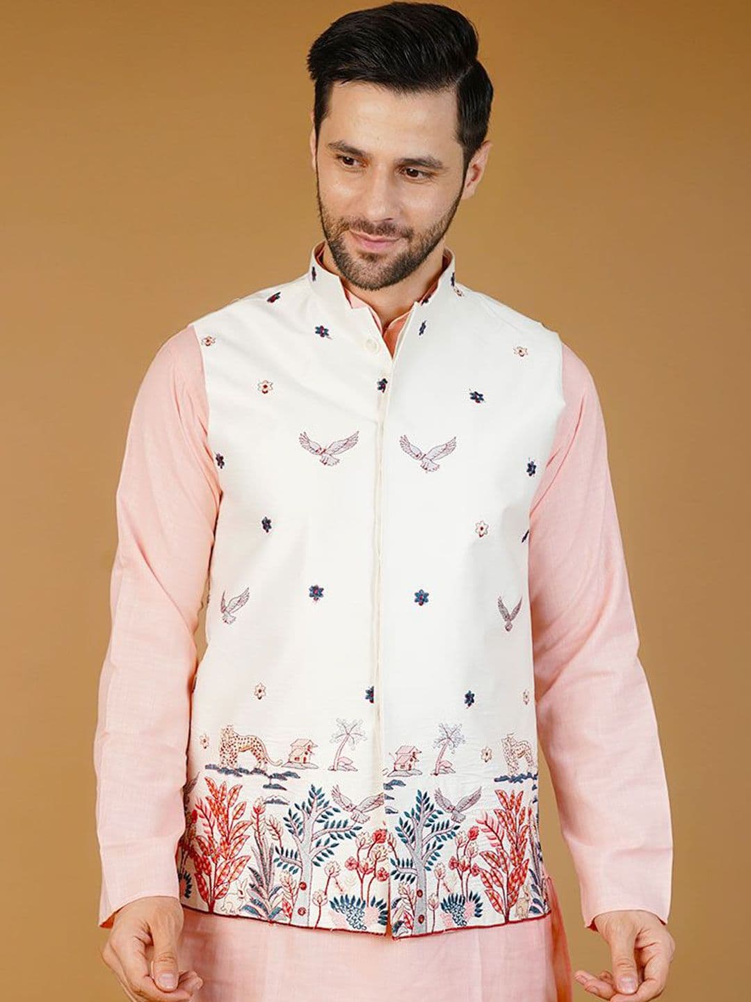 Wintage Men Embroidered Mandarin Collar Nehru Jackets - view 1
