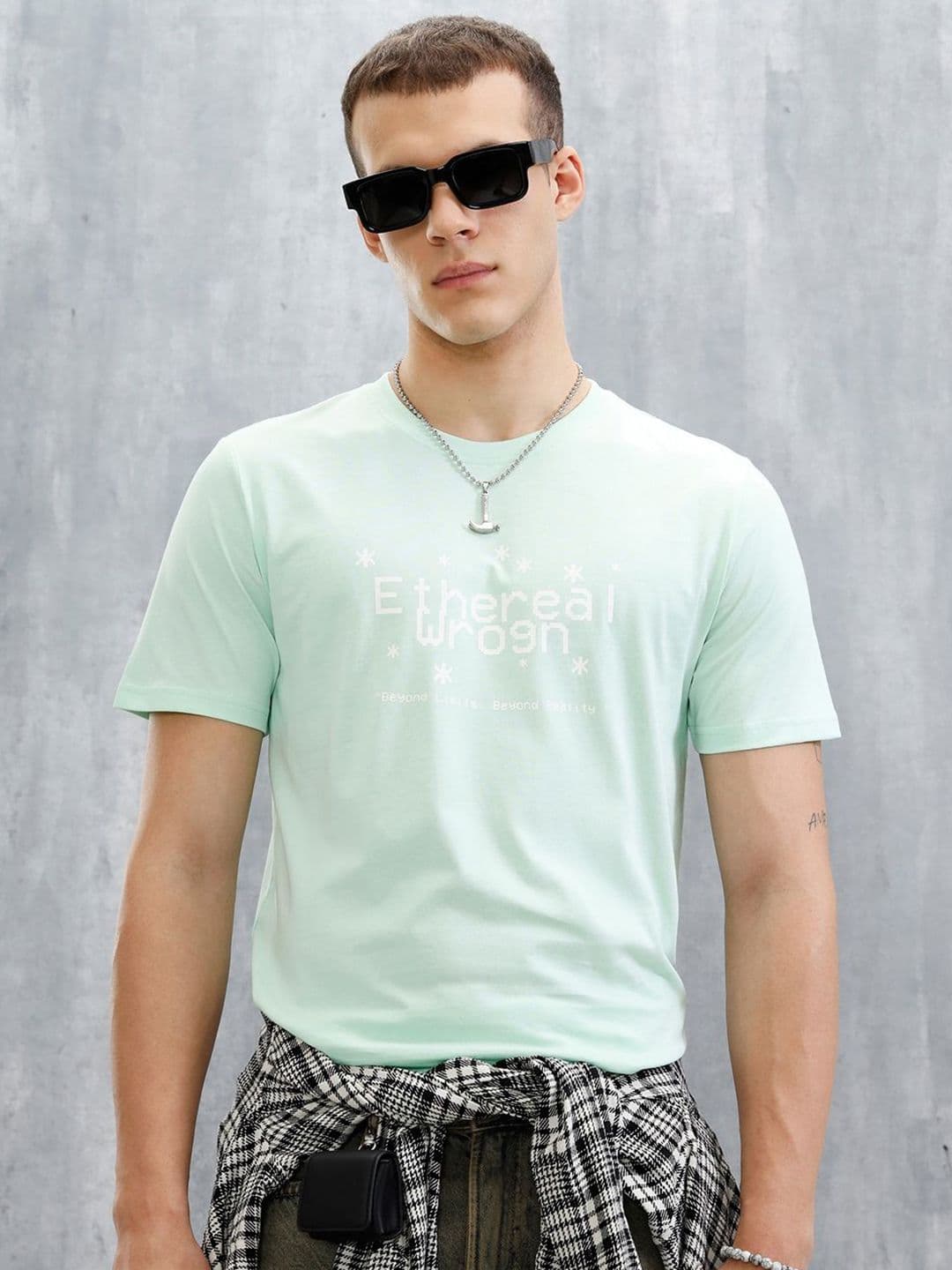 WROGN Men Typography Printed Round Neck Pure Cotton T-shirt - view 1