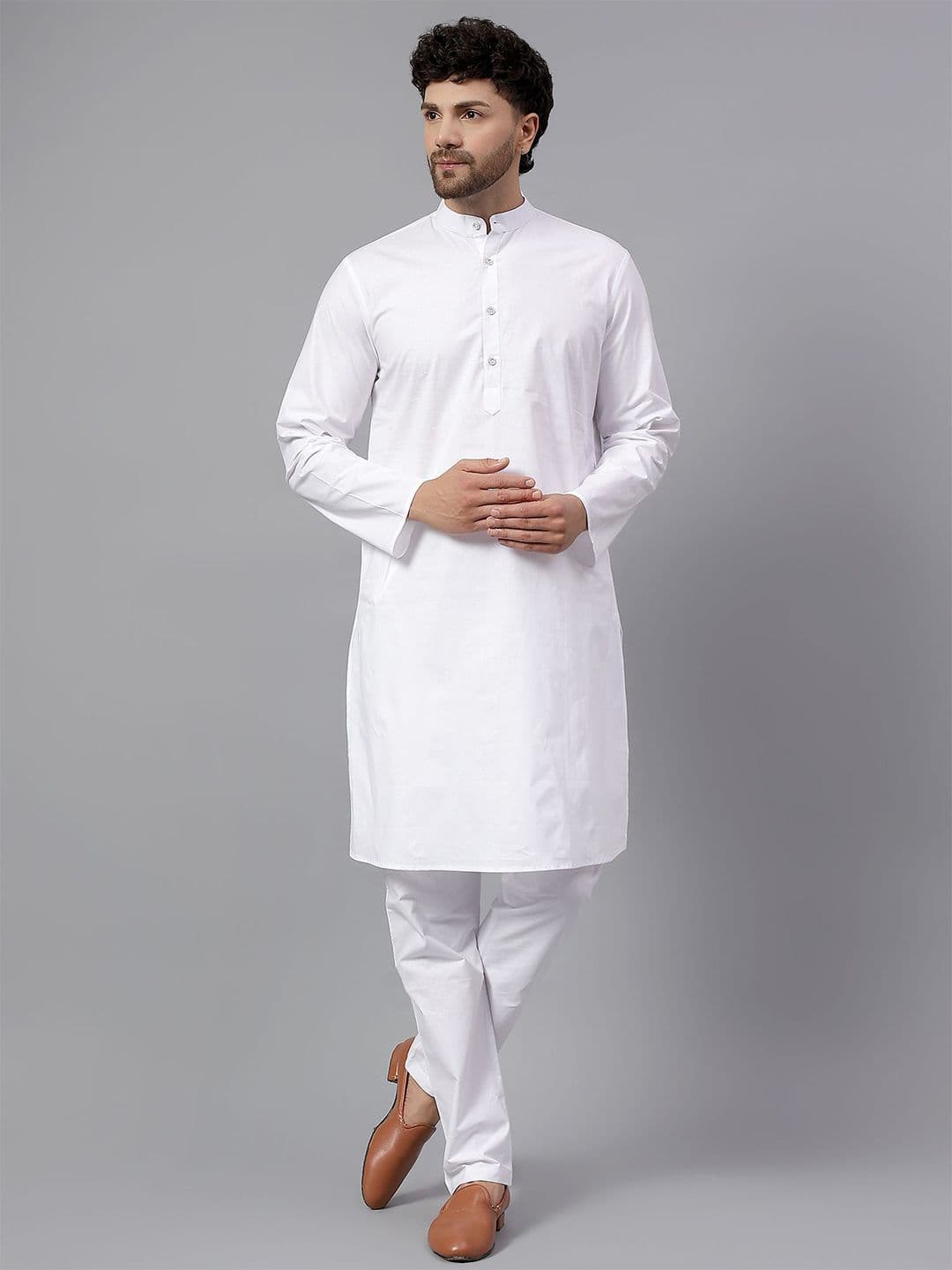 Latest Chikan Garments Men Mandarin Collar Full Sleeves Straight Kurta - view 1