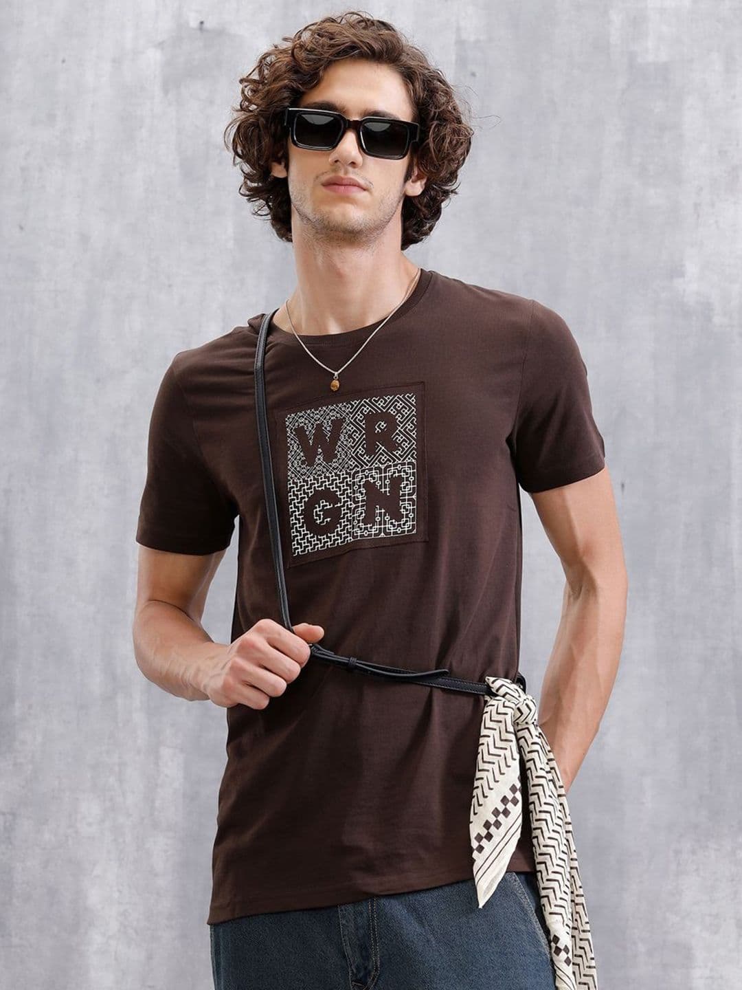 WROGN Men Typography Printed Round Neck Pure Cotton T-shirt - view 1