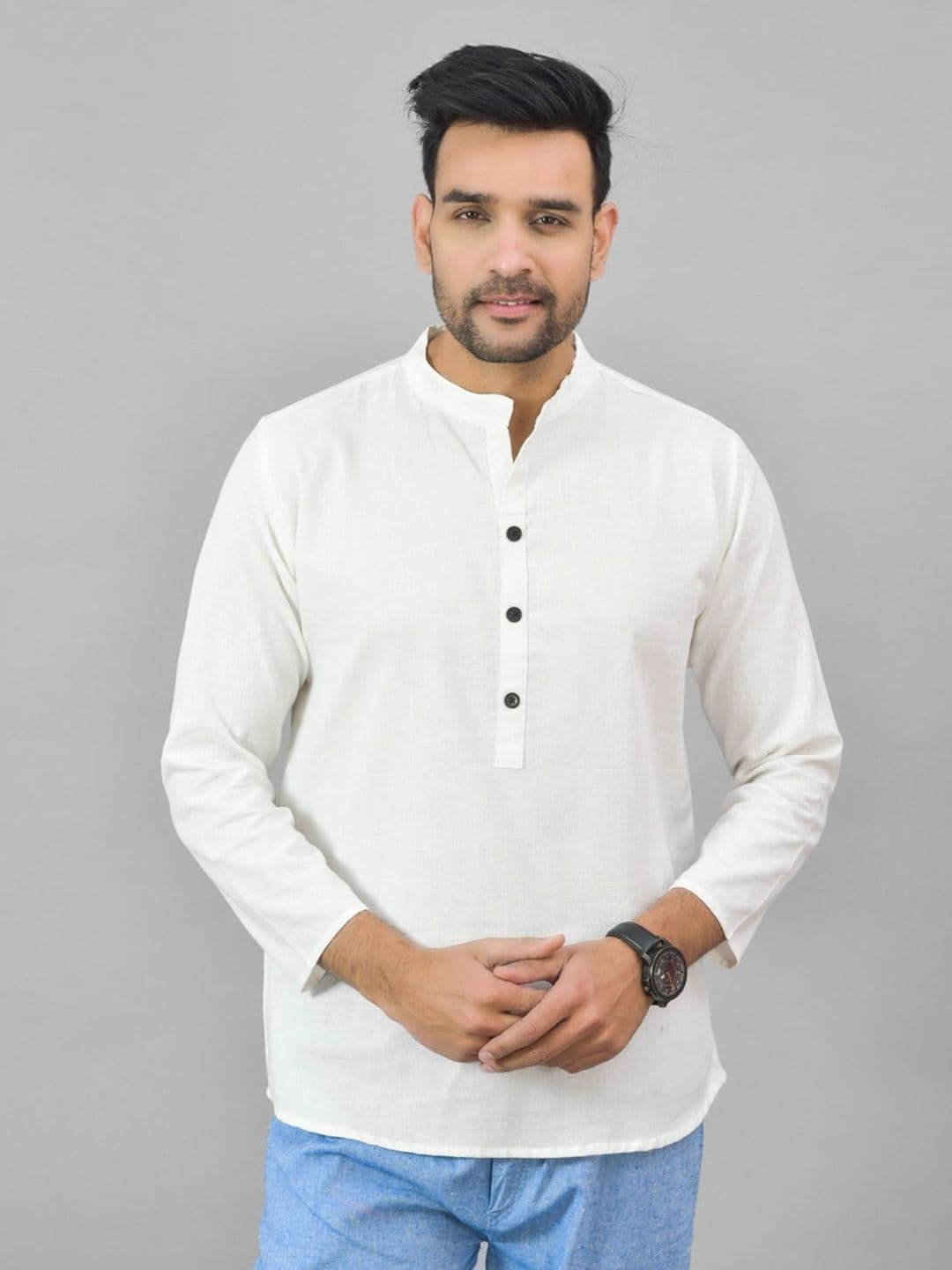 Anouk Rustic Mandarin Collar Pure Cotton Straight Kurta - view 1