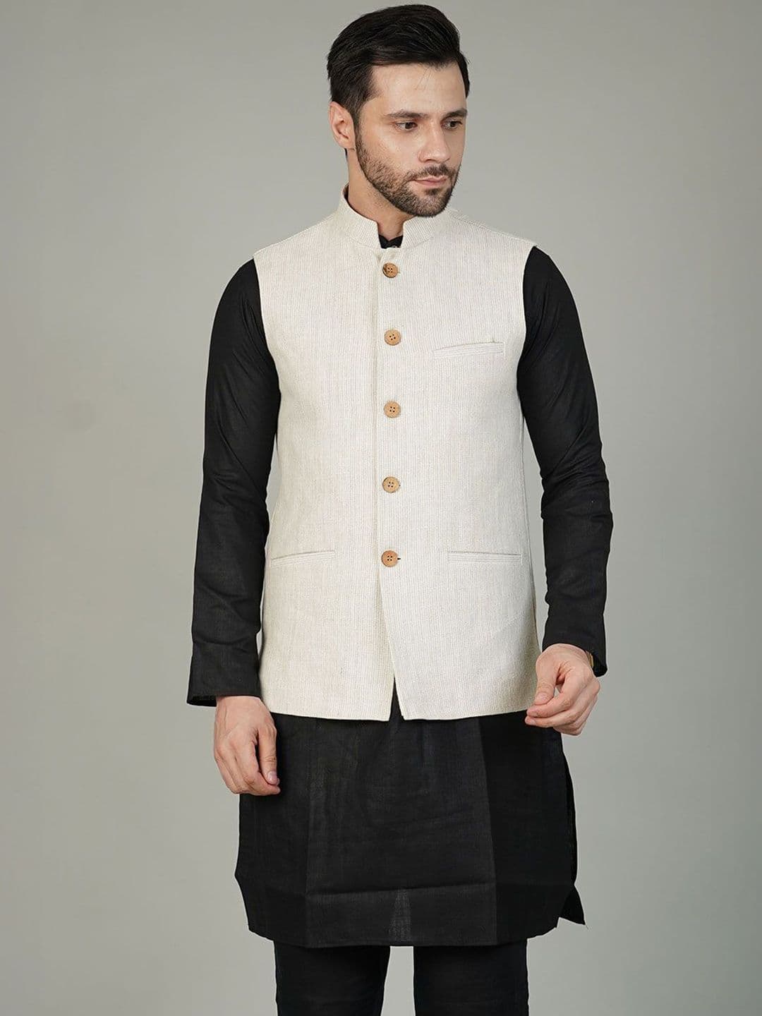 Wintage Men Striped Nehru Jacket - view 1