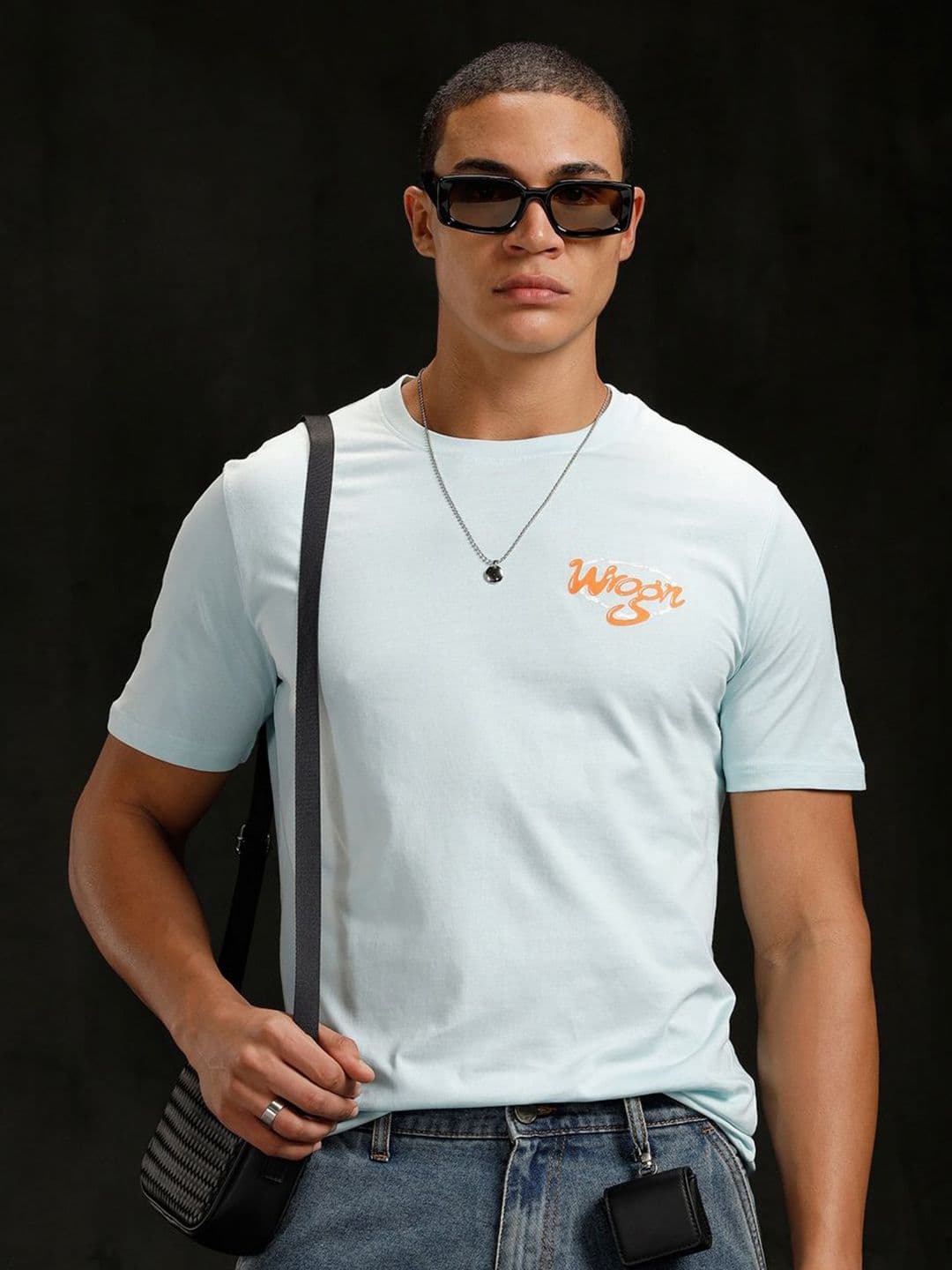 WROGN Men Typography Printed Round Neck Pure Cotton T-shirt - view 1