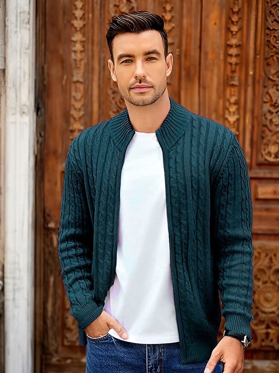 TYSORT Men Woollen Pullover with Zip Detail Detail - view 1