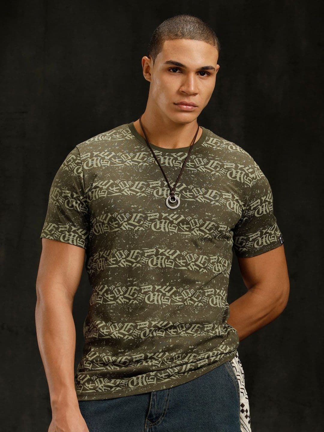 WROGN Men Typography Printed Round Neck Pure Cotton T-shirt - view 1