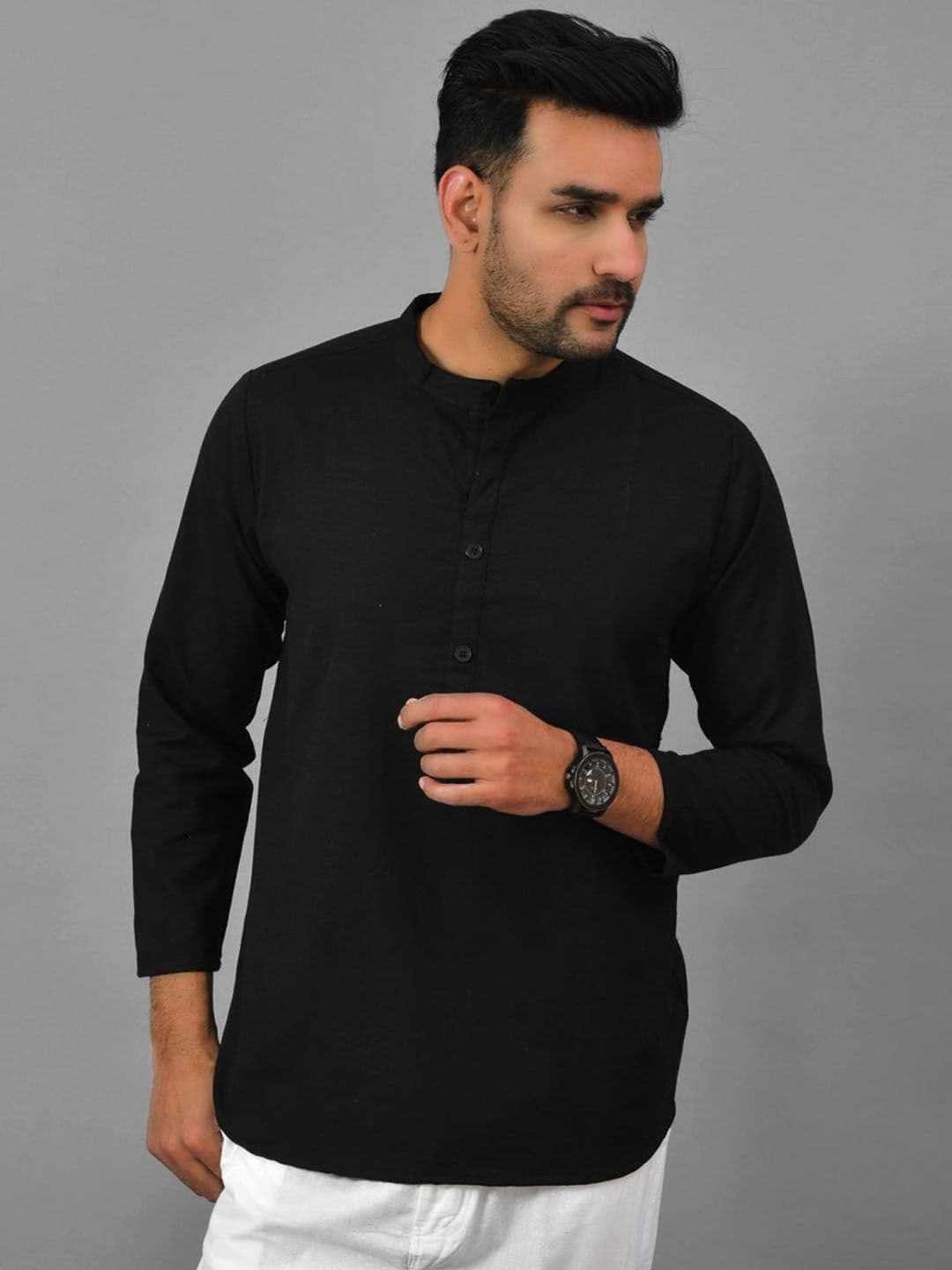 Anouk Rustic Men Mandarin Collar Short Kurta - view 1