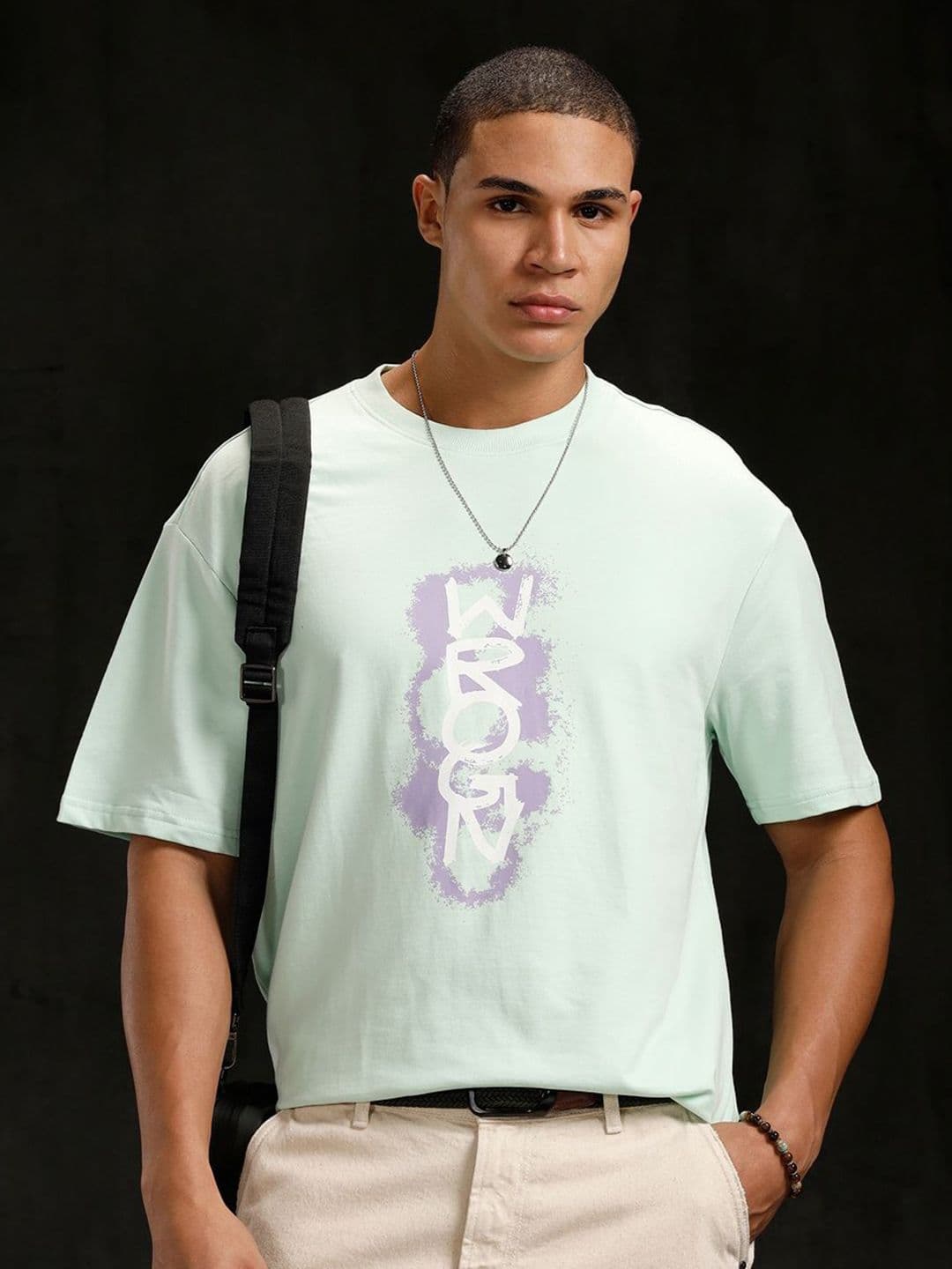 WROGN Typography Printed Drop-Shoulder Sleeves Pure Cotton Oversized Fit T-shirt - view 1