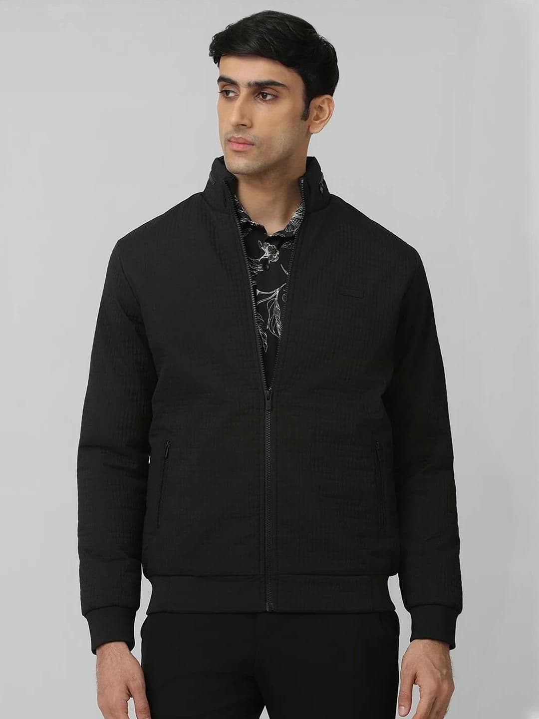 Mufti Men Mock Collar Self Design Bomber Jacket - view 1
