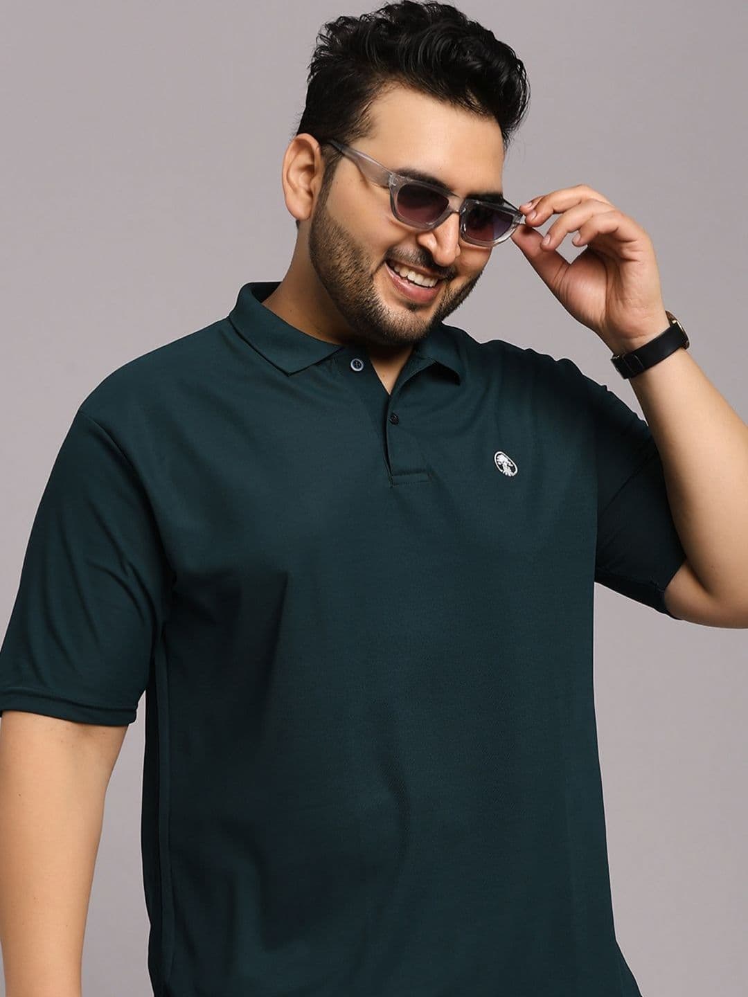 TIMBER HITCH Men Plus Size Solid Polo Collar T-shirt - view 1