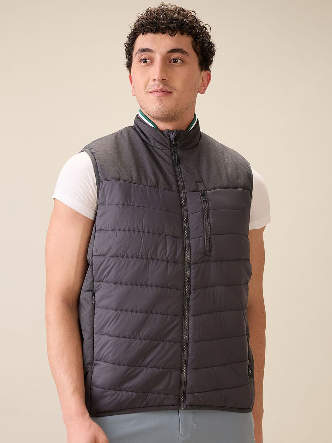ColorPlus Stand Collar Sleevesless Puffer Jacket - view 1