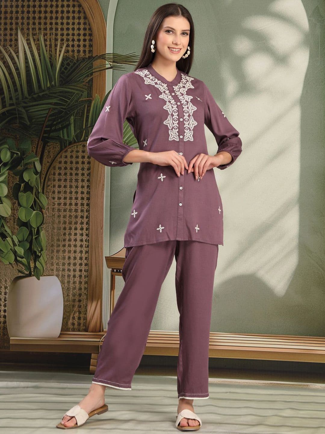 Nayam By Lakshita Women Embroidered Top With Trousers Co-Ords - view 1