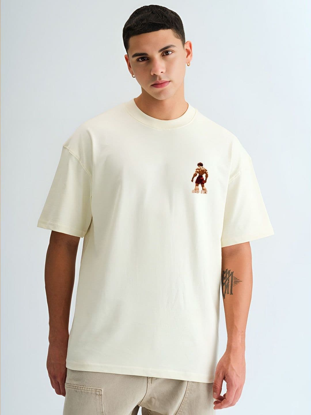 BDSQUARE Graphic Printed Round Neck Drop-Shoulder Sleeves Cotton T-shirt - view 1