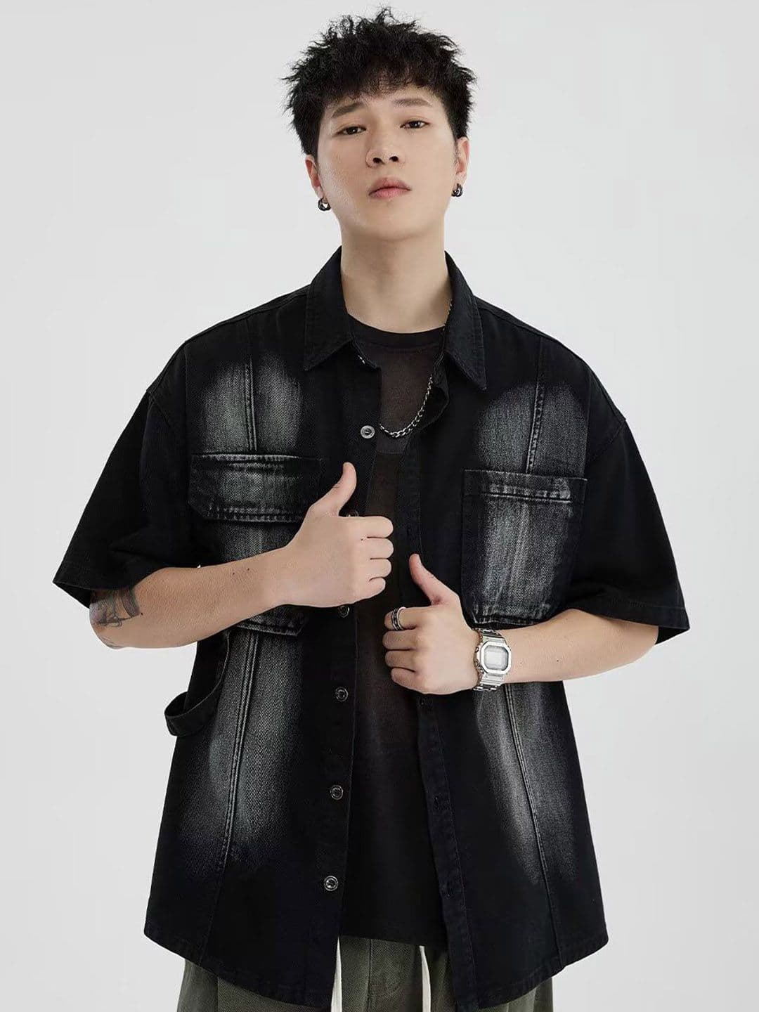 StyleCast x Revolte Men Faded Denim Jacket - view 1
