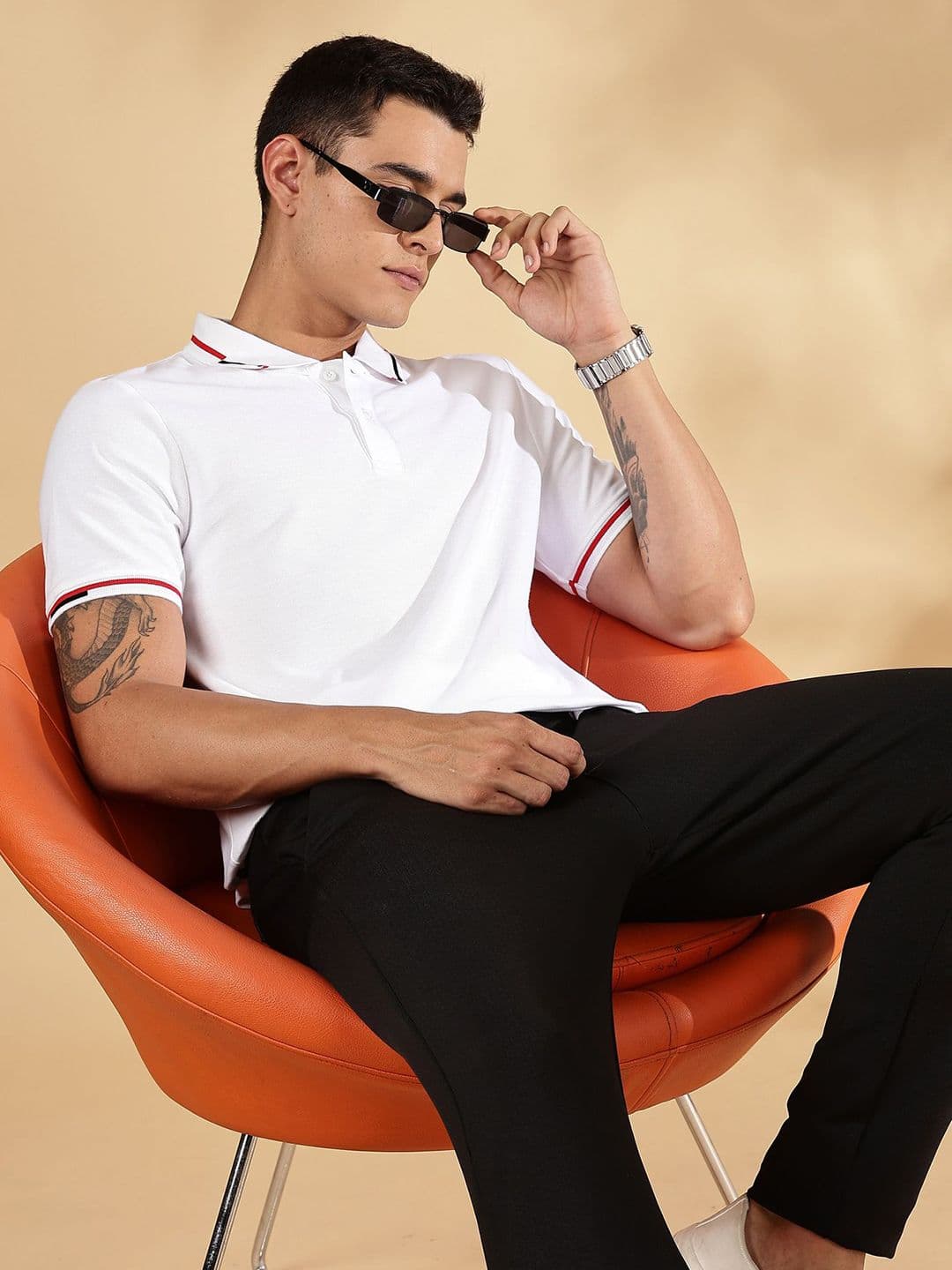 Mast & Harbour Men Solid Polo Collar Cotton T-shirt - view 1