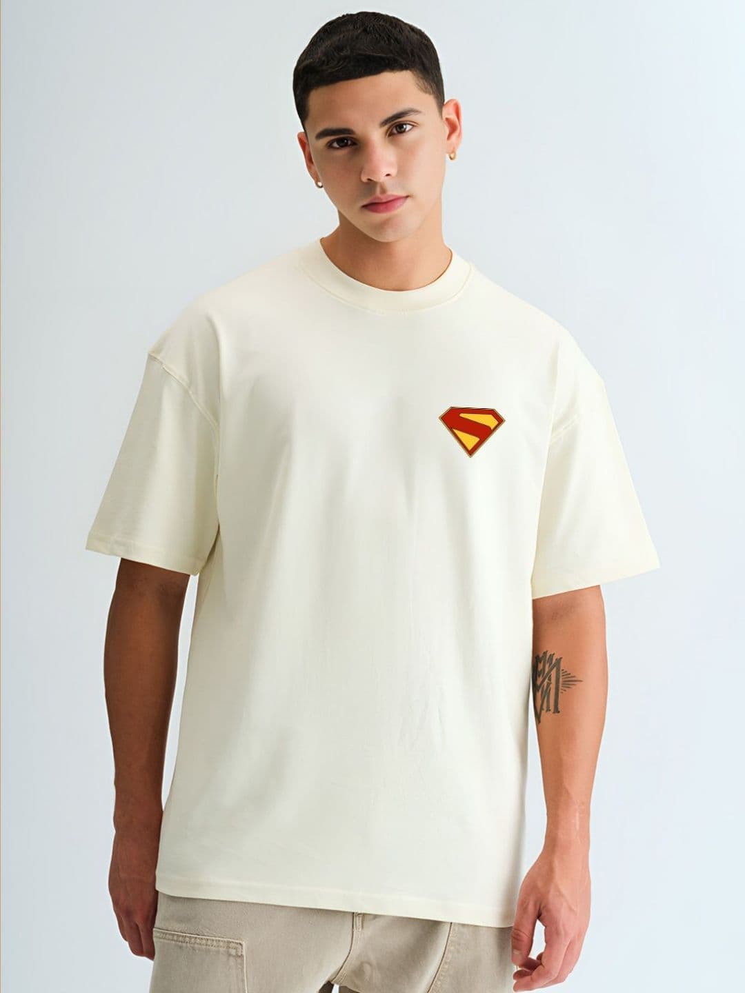 BDSQUARE Graphic Printed Round Neck Drop-Shoulder Sleeves Cotton T-shirt - view 1