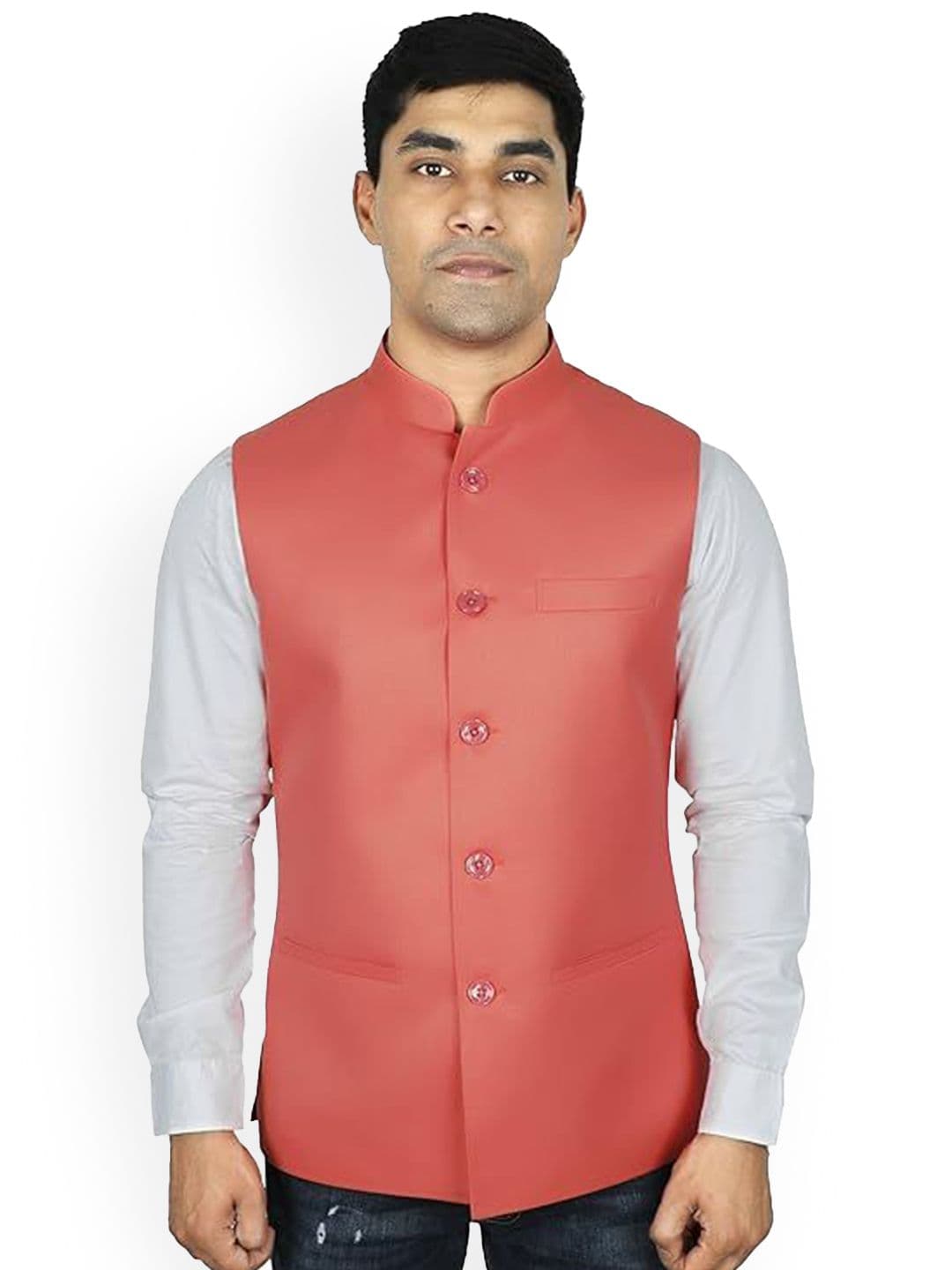 Men Style Mandarin Collar Woven Nehru Jacket - view 1