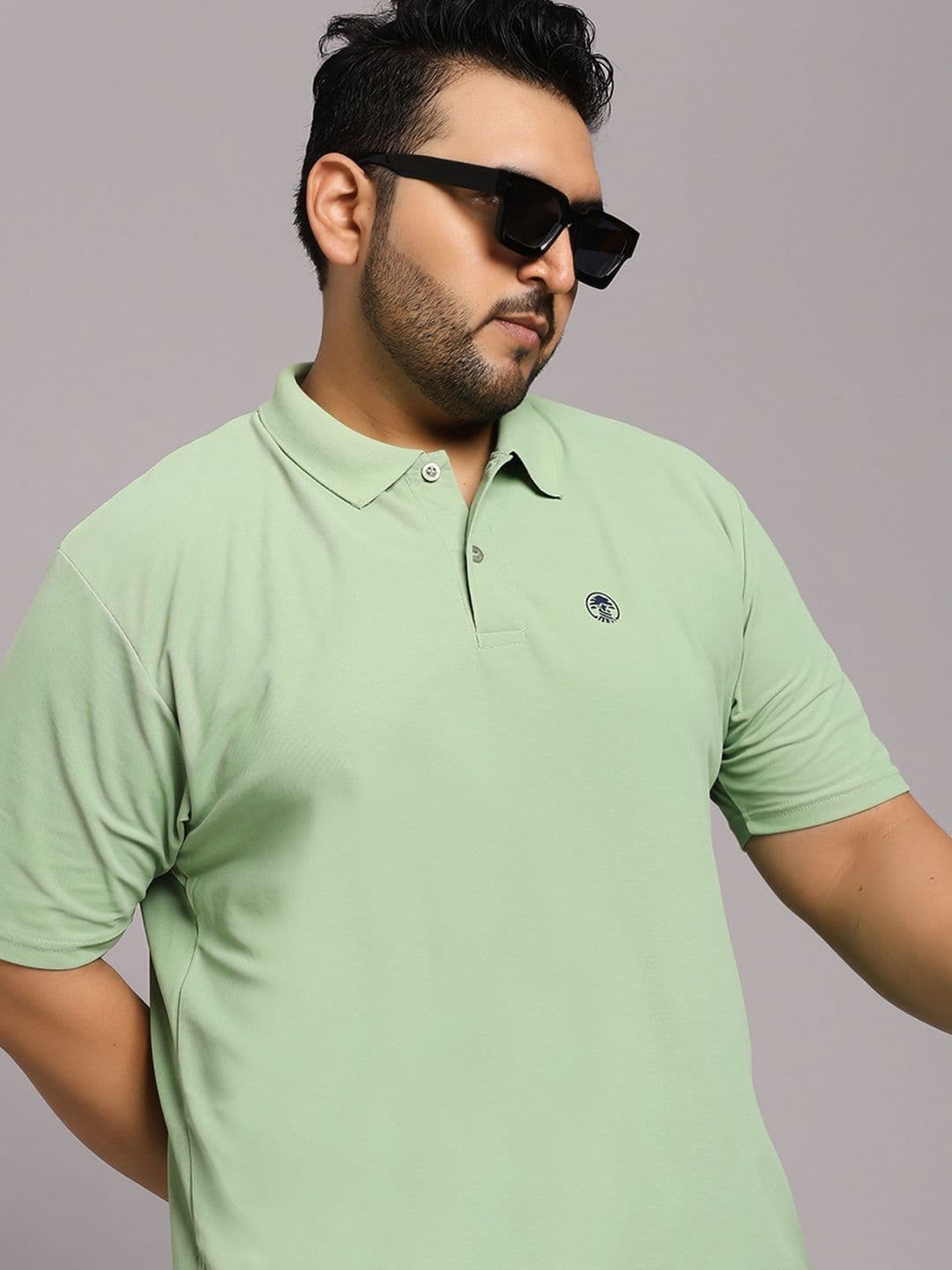 TIMBER HITCH Men Plus Size Solid Polo Collar T-shirt - view 1