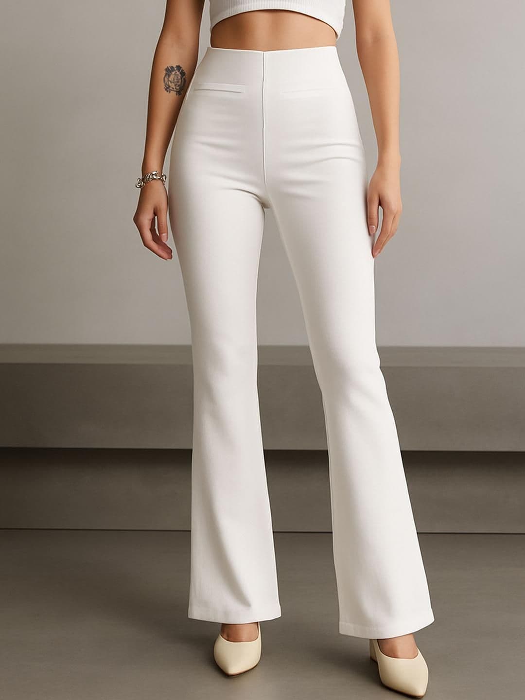 SASSAFRAS Women Bootcut Fit High-Rise 4-Way Stretch Bone Pocket Bell Bottom Trouser - view 1