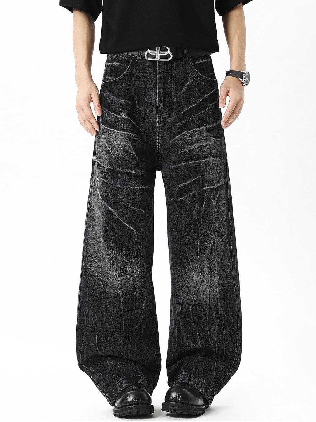 StyleCast x Revolte Men Wide Leg Mid-Rise Jeans - view 1