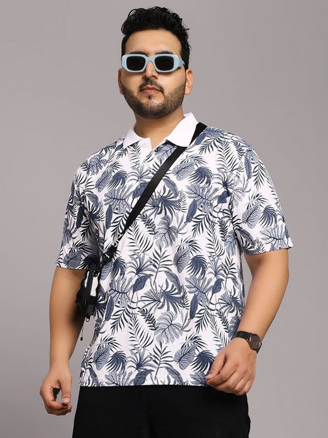 TIMBER HITCH Tropical Printed Polo Collar Tropical T-shirt - view 1