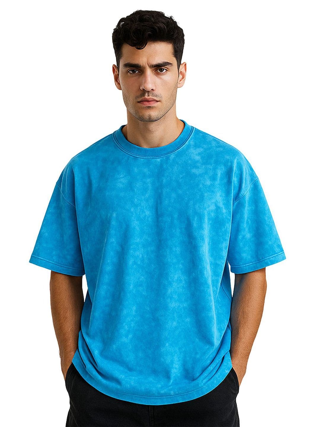 VEIRDO Oversized Tie And Dyed Drop-Shoulder Sleeves Pure Cotton T-Shirt - view 1
