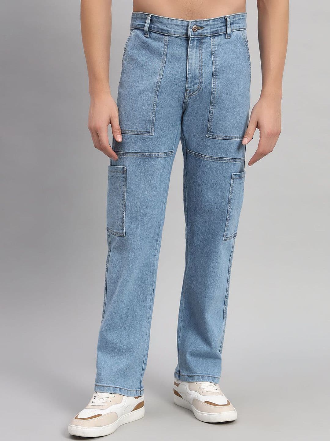STEPLE DENIMS Men Relaxed Fit Mid-Rise Stretchable Cargo Styles Jeans - view 1