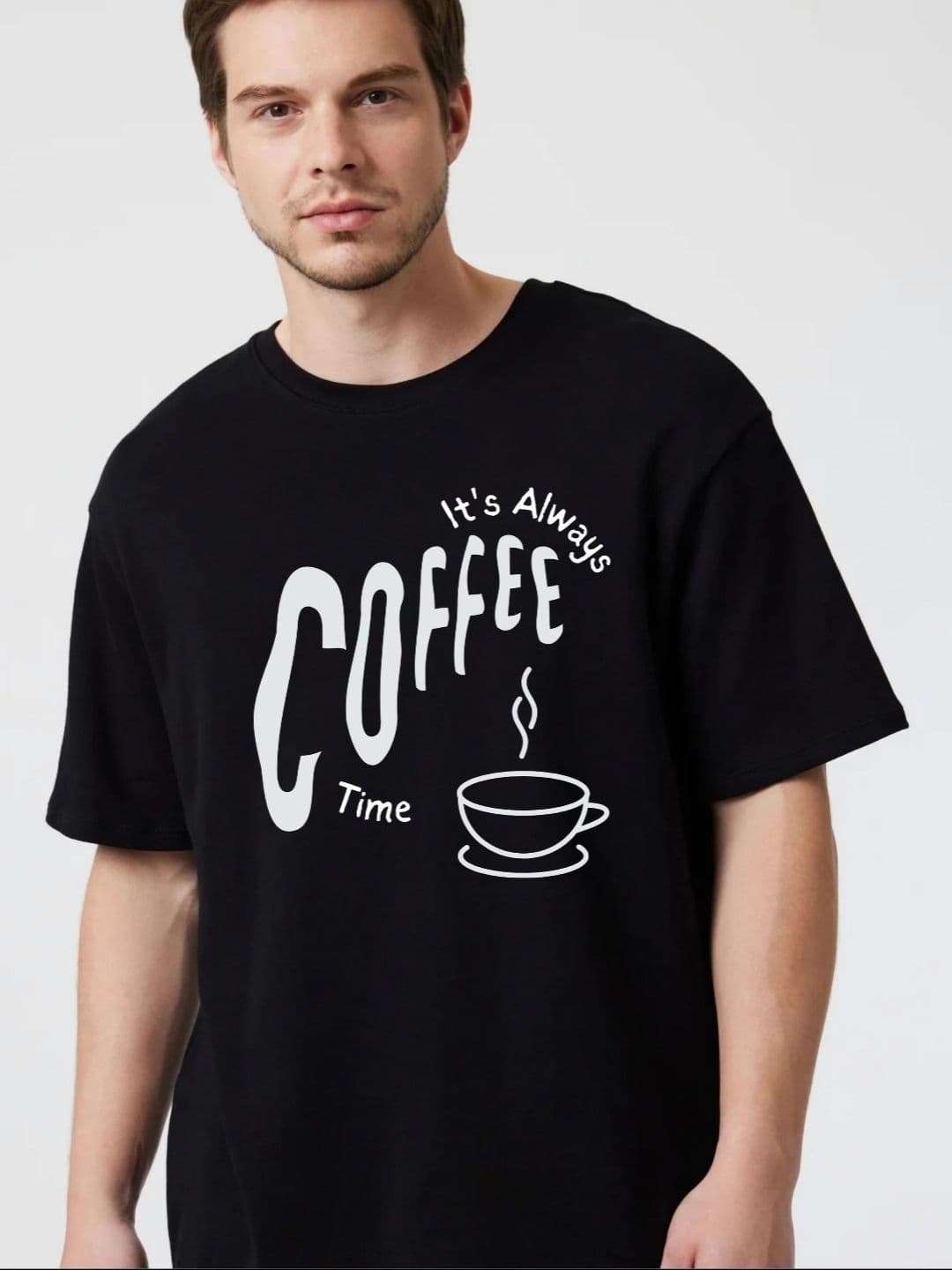 Fashnobic Men Dry Fit Typography Printed Round Neck Cotton Oversized T-shirt - view 1