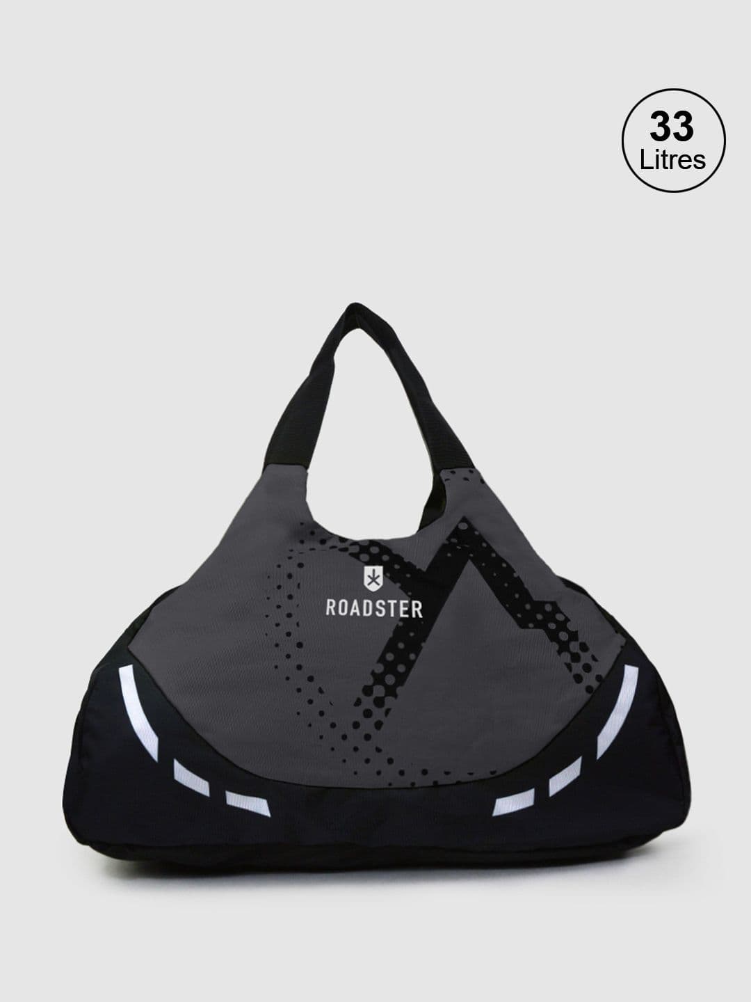 The Roadster Lifestyle Co x Discovery Adventures Unisex Black & Charcoal Grey Printed Foldable Duffel Bag 33L - view 1