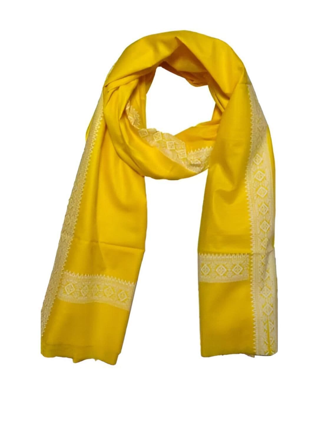 Anjani fashion Unisex Yellow Solid Border Printed Pure Cotton Scarf - view 1
