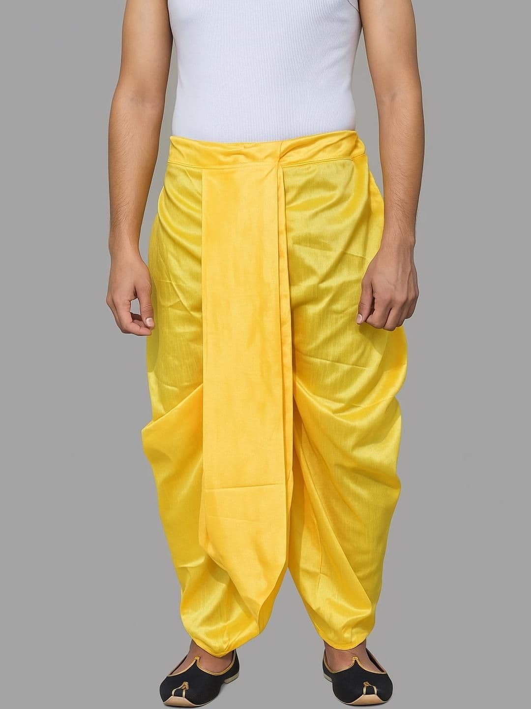 AMIT ONLINE Men Yellow Dupion Silk Dhoti Pant - view 1