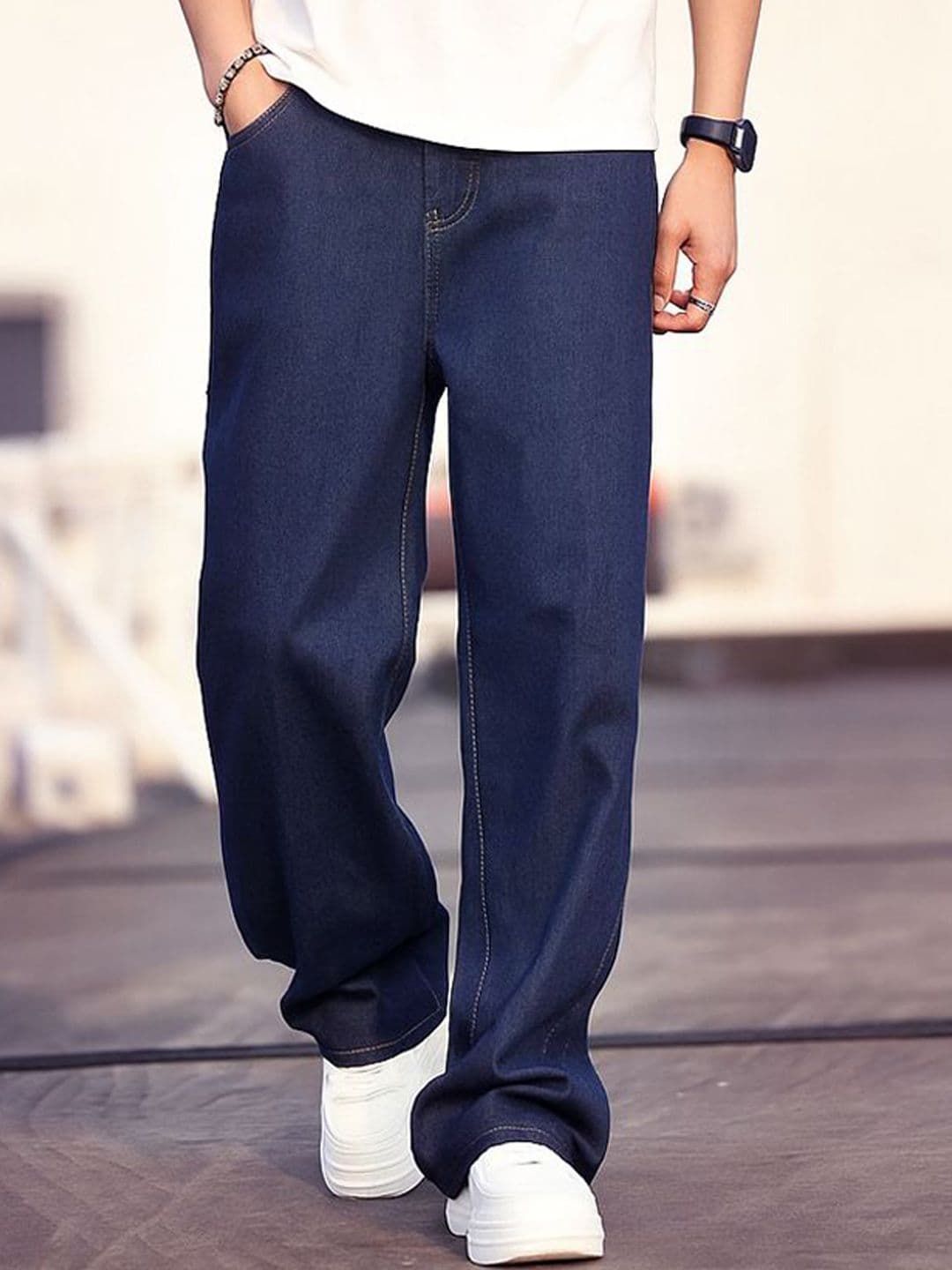 MASTERLY WEFT Men Straight Fit Mid-Rise Stretchable Jeans - view 1