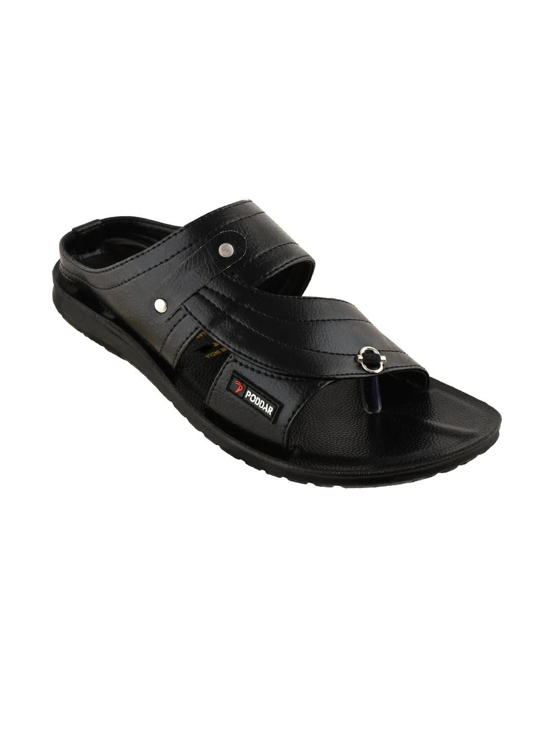 Poddar Men Black Ethnic Open Toe Flats - view 1
