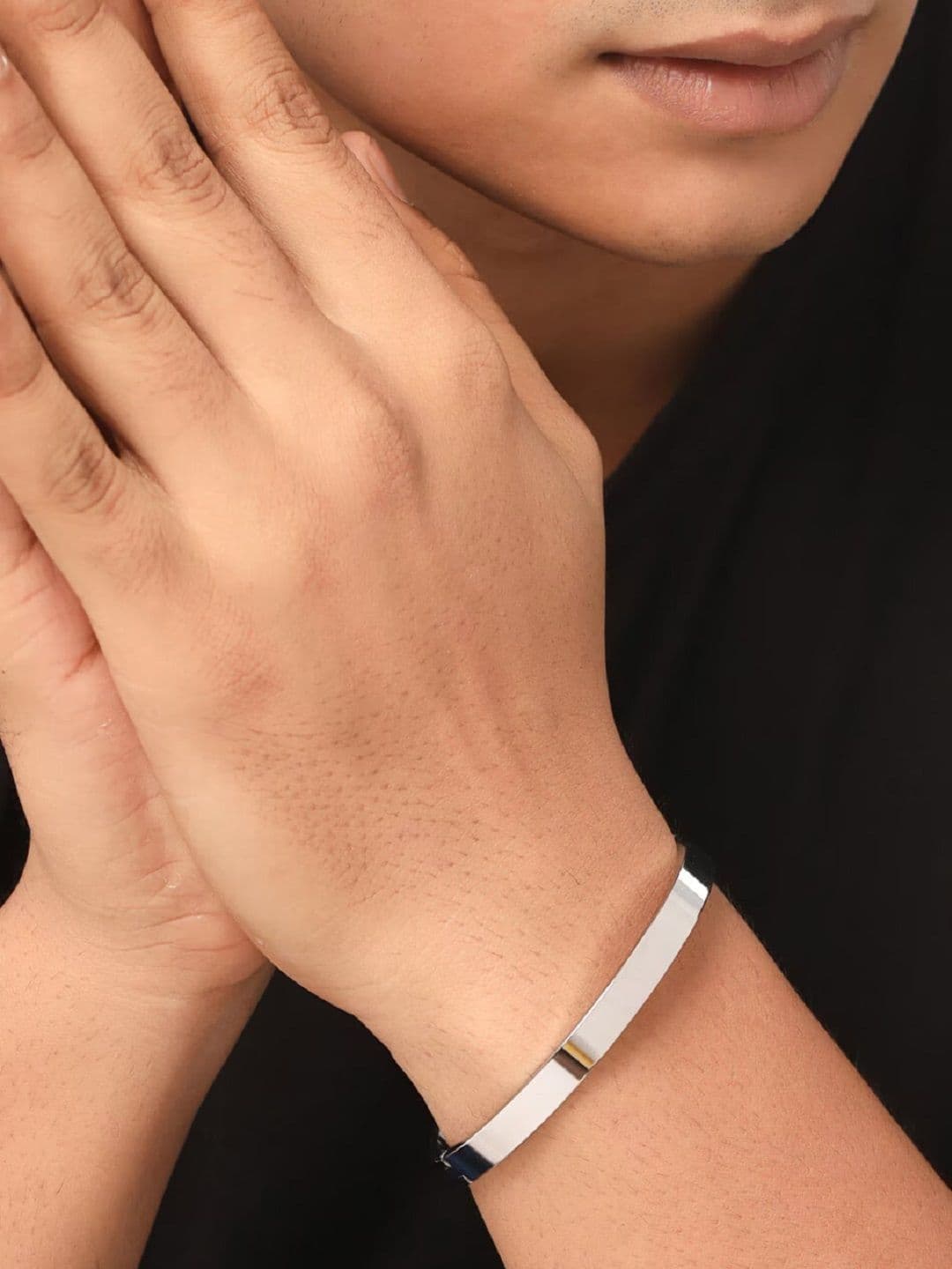Vivnits Unisex Stainless Steel Silver-Plated Kada Bracelets - view 1