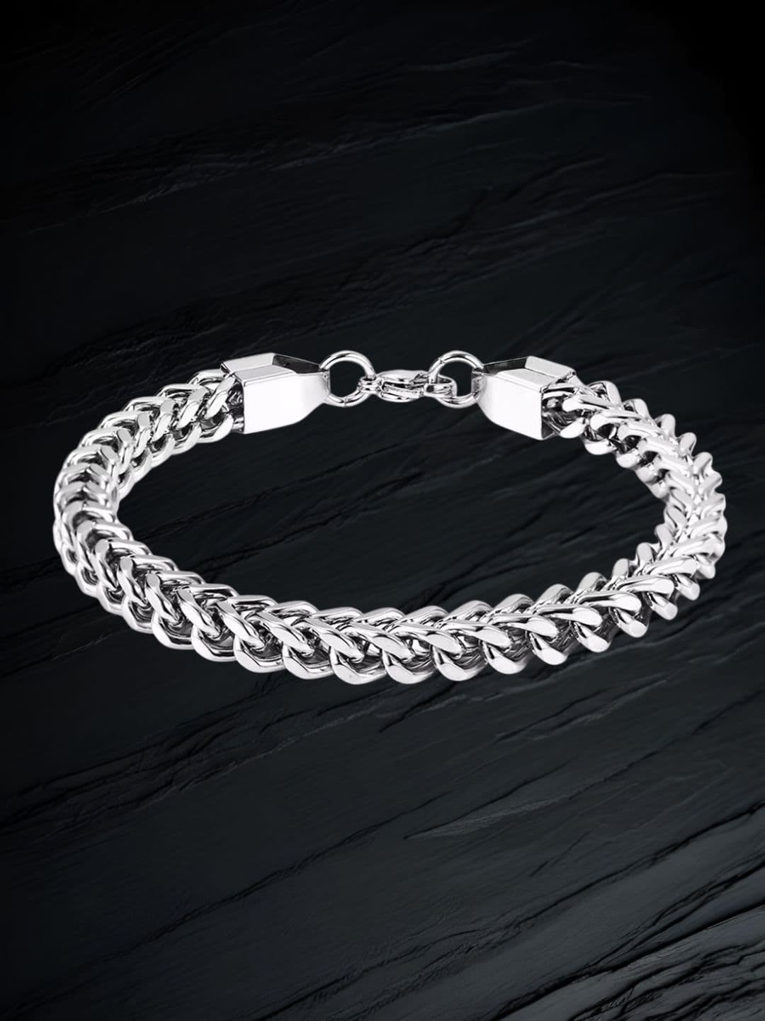 Tustrion Unisex Stainless Steel Silver-Plated Link Bracelet - view 1
