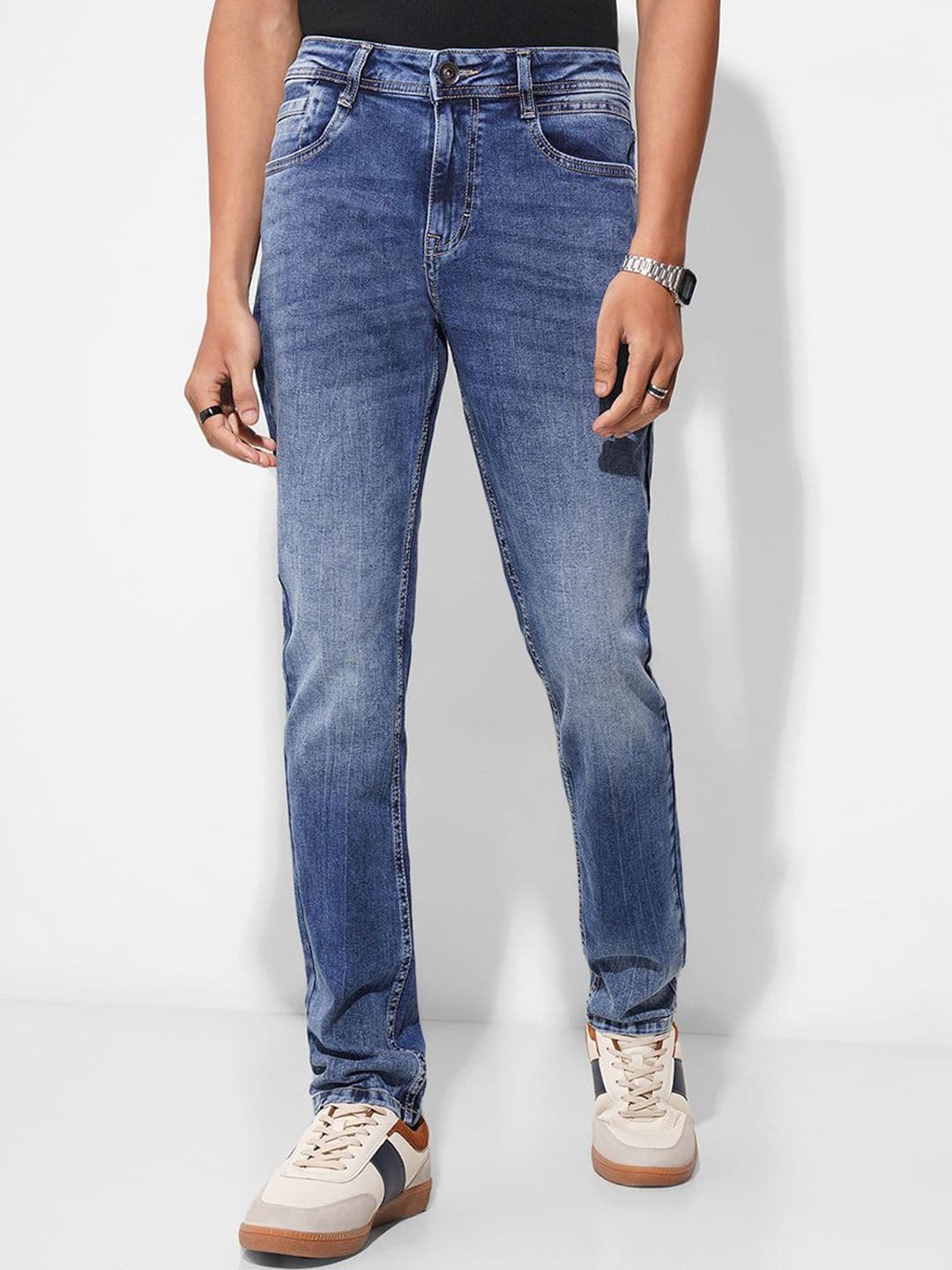 SF JEANS by Pantaloons Men Slim Fit Mid-Rise Heavy Fade Jeans - view 1