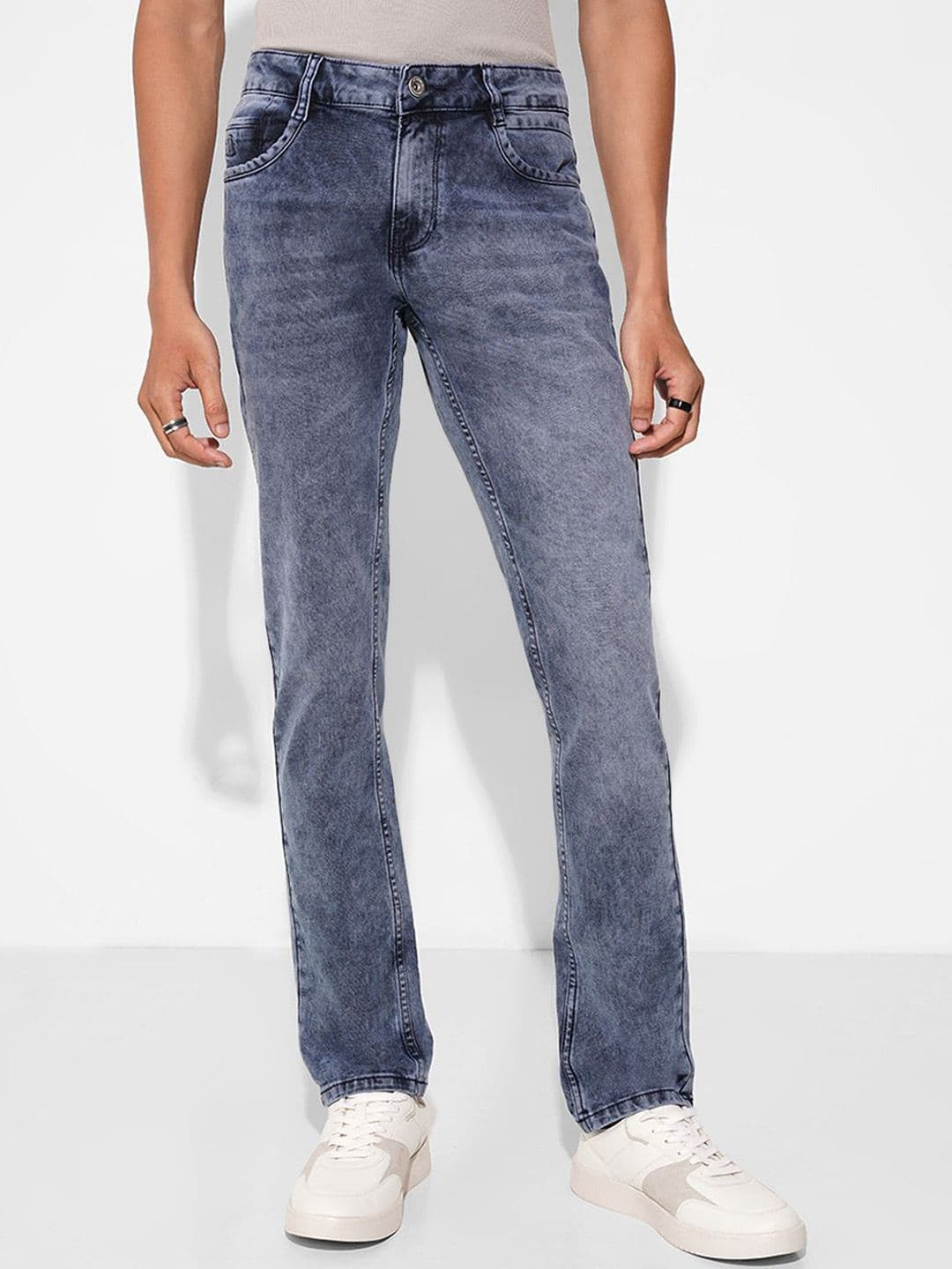 SF JEANS by Pantaloons Men Slim Fit Mid-Rise Heavy Fade Jeans - view 1