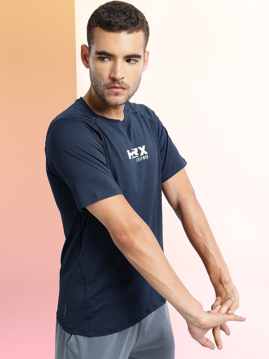 HRX by Hrithik Roshan Brand Logo Print Raglan Sleeves Slim Fit Rapid-Dry Training T-shirt - view 1