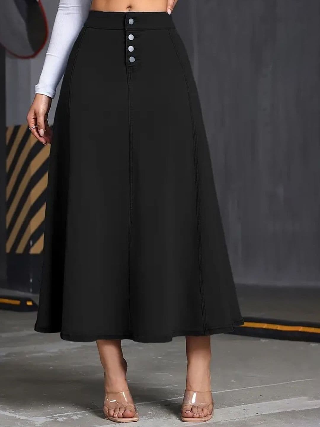 Tripursundari Fashion Women Flared Maxi Denim Skirts - view 1