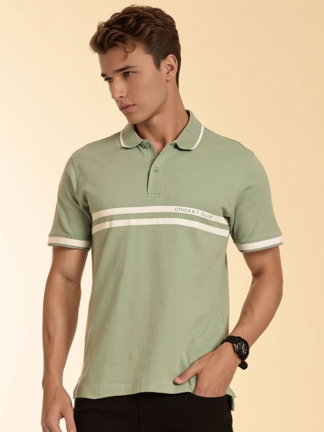 Thomas Scott Striped Polo Collar Pure Cotton Regular Fit T-shirt - view 1