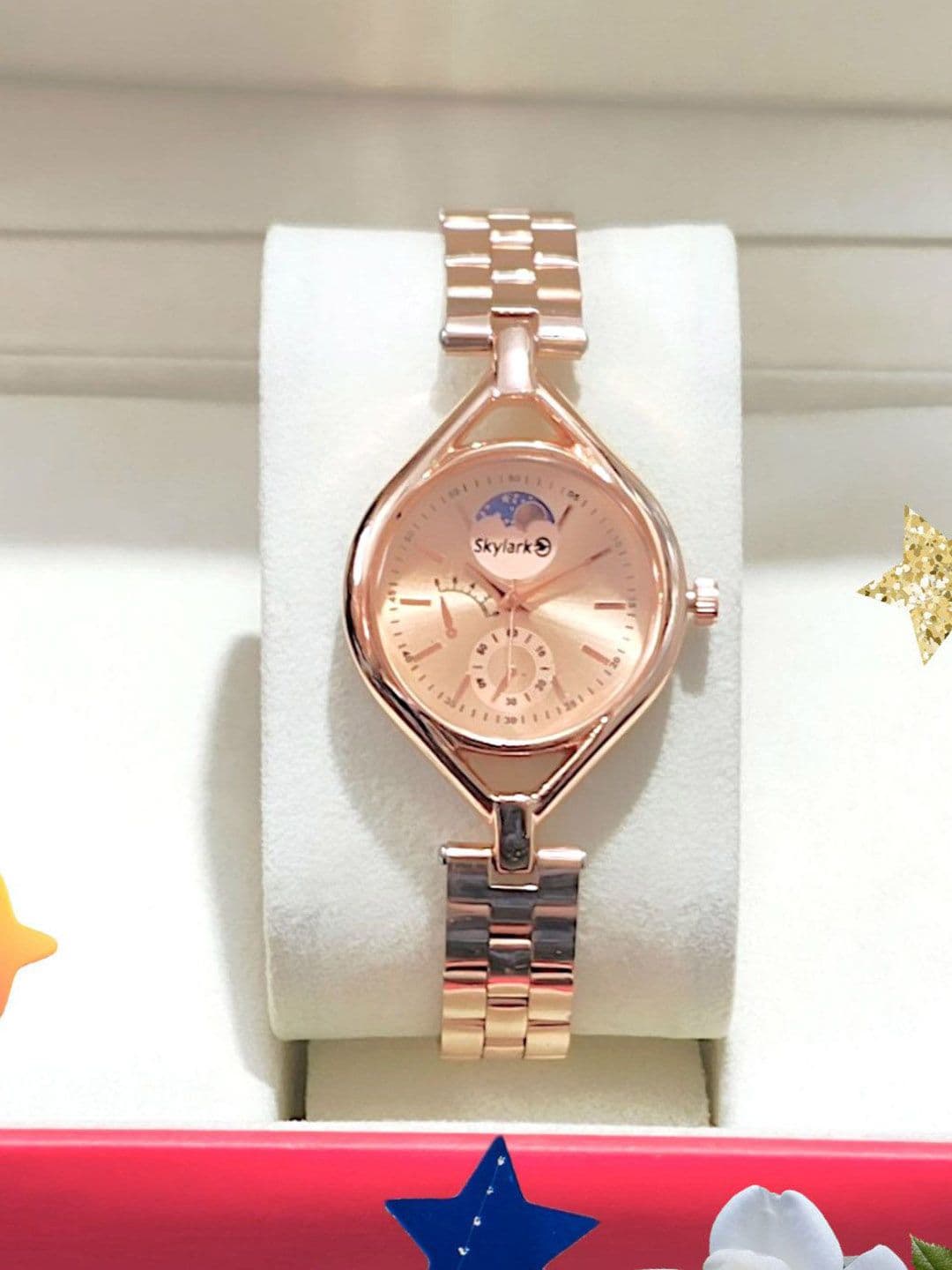 Skylark Girls Mother of Pearl Dial Analogue Watch MoonLight_peach_girls_23 - view 1