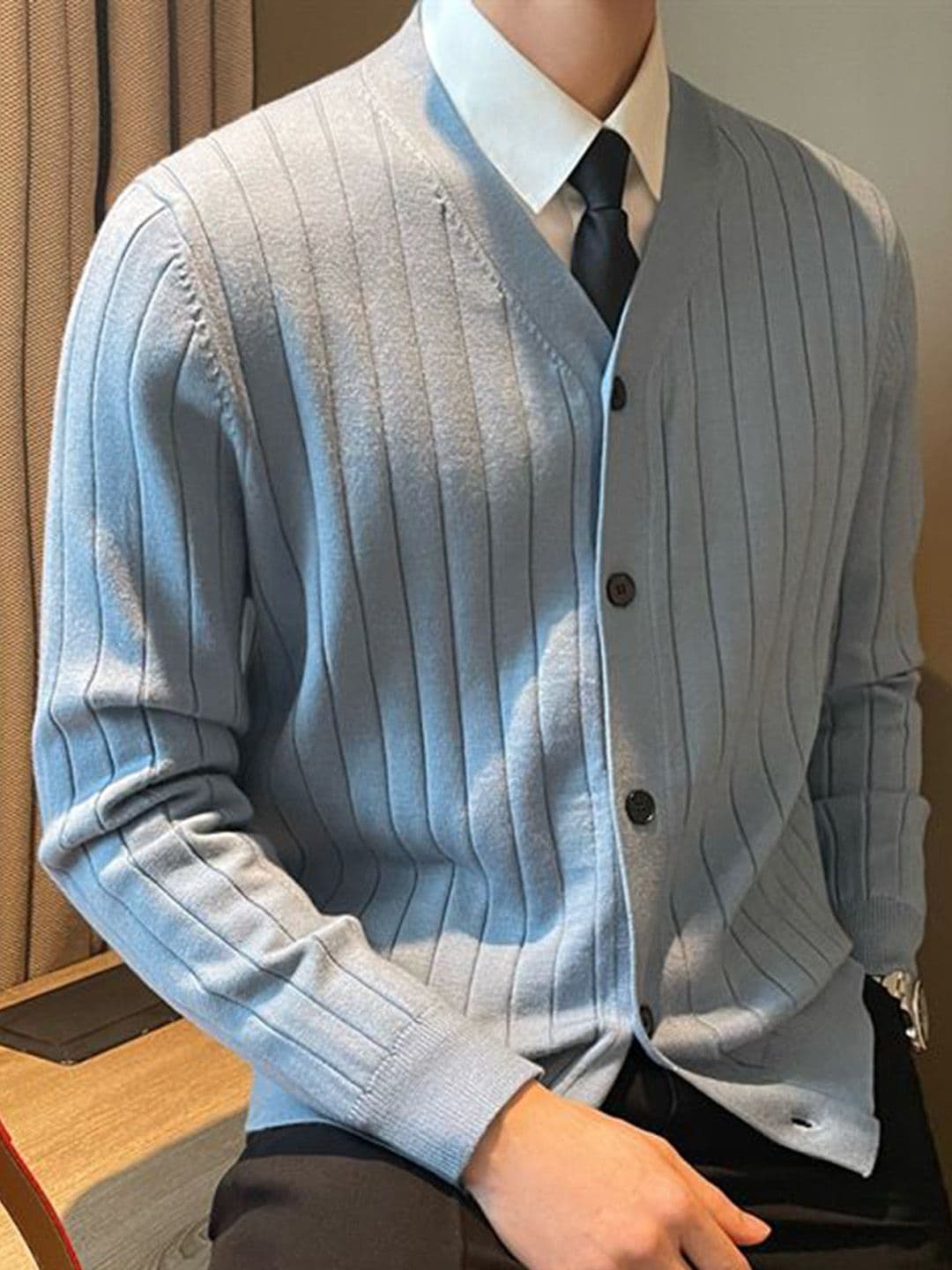 StyleCast Men Striped Open Front Jacket - view 1