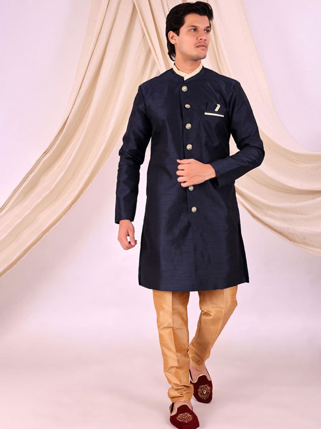 Desibutik Men Mandarin Collar Ethnic Sherwani Set - view 1