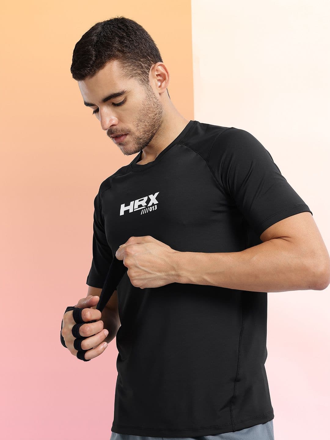HRX by Hrithik Roshan Brand Logo Print Raglan Sleeves Slim Fit Rapid-Dry Training T-shirt - view 1