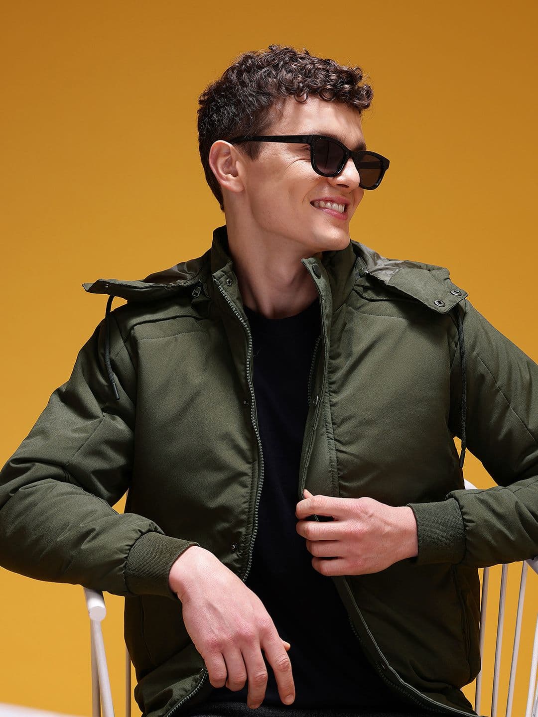 HERE&NOW Hooded Padded Style Bomber Jacket - view 1