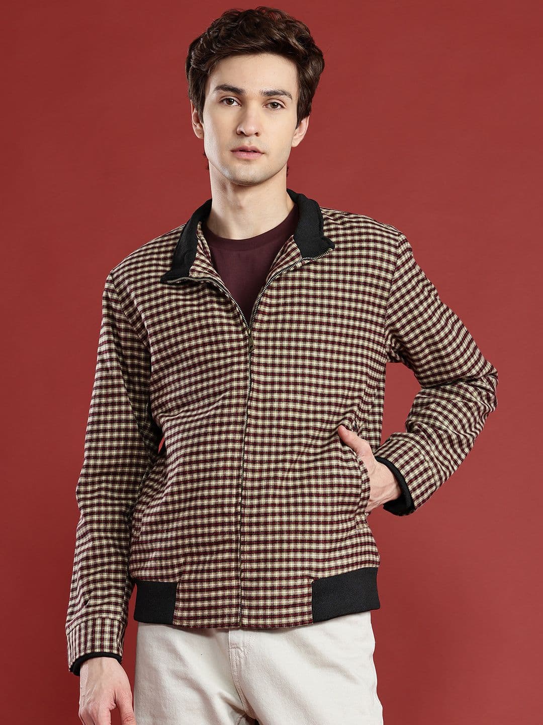 Leather Retail Men Checked Woollen Lightweight Tailored Jacket - view 1