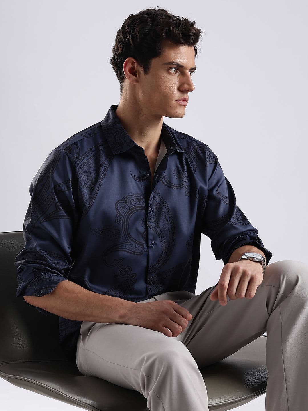 Guns & Sons Ethnic Motifs Printed Long Sleeves Satin Shirt - view 1