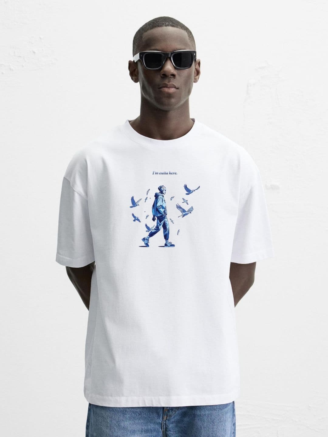 MISCHIEF MONKEY Graphic Printed Pure Cotton Round Neck Oversized T-shirt - view 1