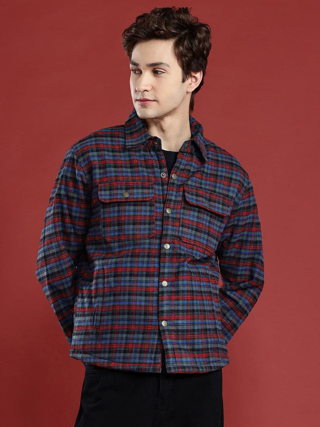 Leather Retail Men Checked Woollen Lightweight Tweed Tailored Jacket - view 1
