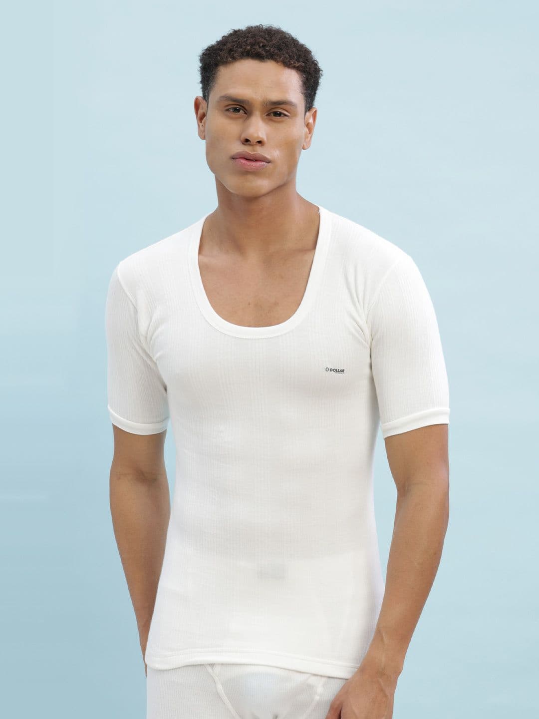 Dollar Ultra Men Off-White Solid Thermal T-shirt - view 1